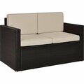 Crosley Palm Harbor Outdoor Wicker Loveseat with Sand Cushions - Brown KO70092BR-SA